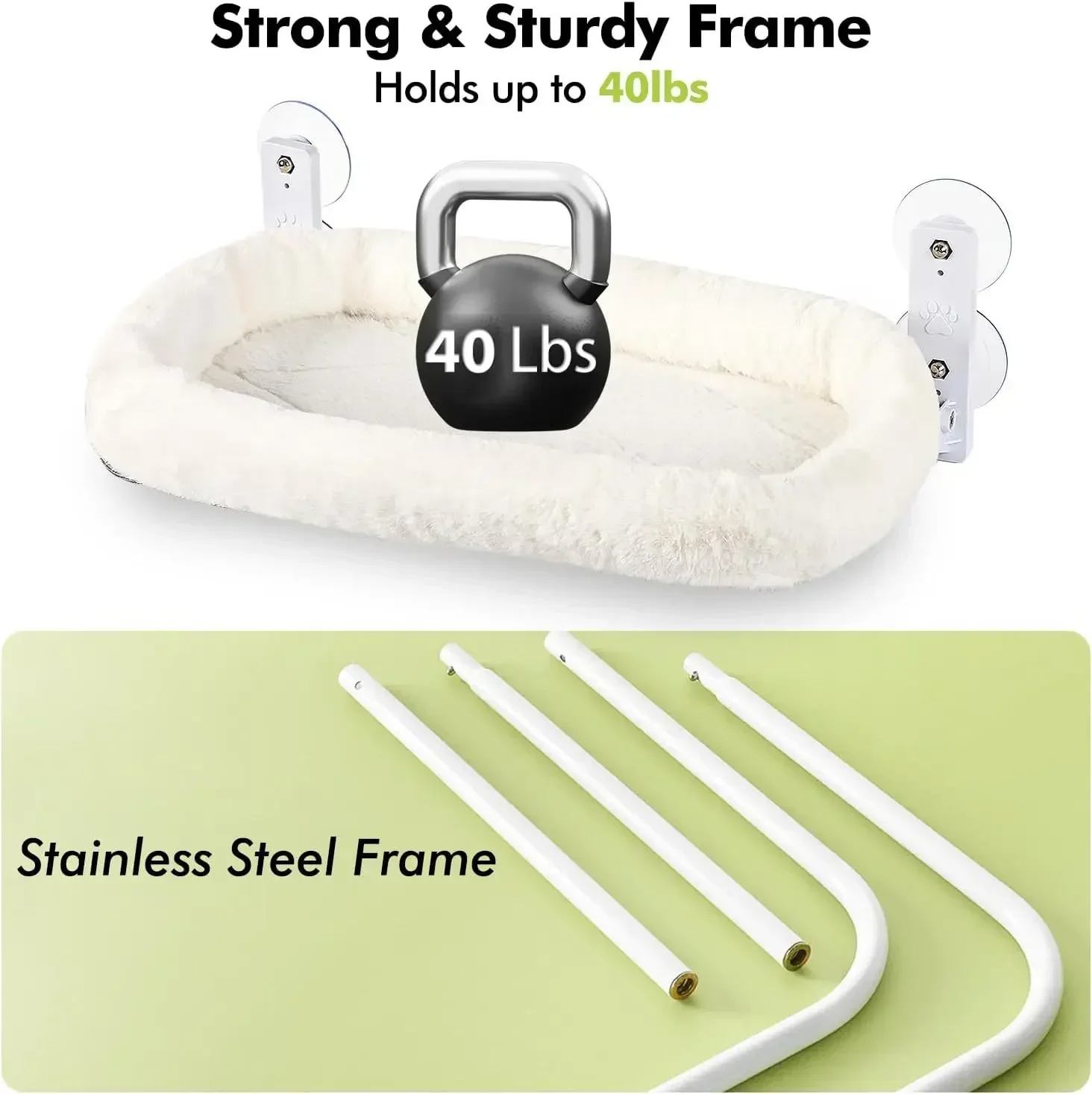 OUZEY hamaca para gatos, cama colgante desmontable portátil para gatos, cómodo asiento para el sol para mascotas, marco de escalada suave y cálido para gatos - imagen 5