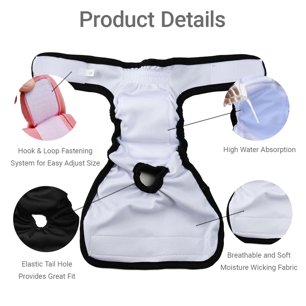 Pañales reutilizables para perros pequeños y grandes, pañales ajustables lavables para cachorros, pantalones fisiológicos, bragas para el período Menstrual para mascotas - imagen 5