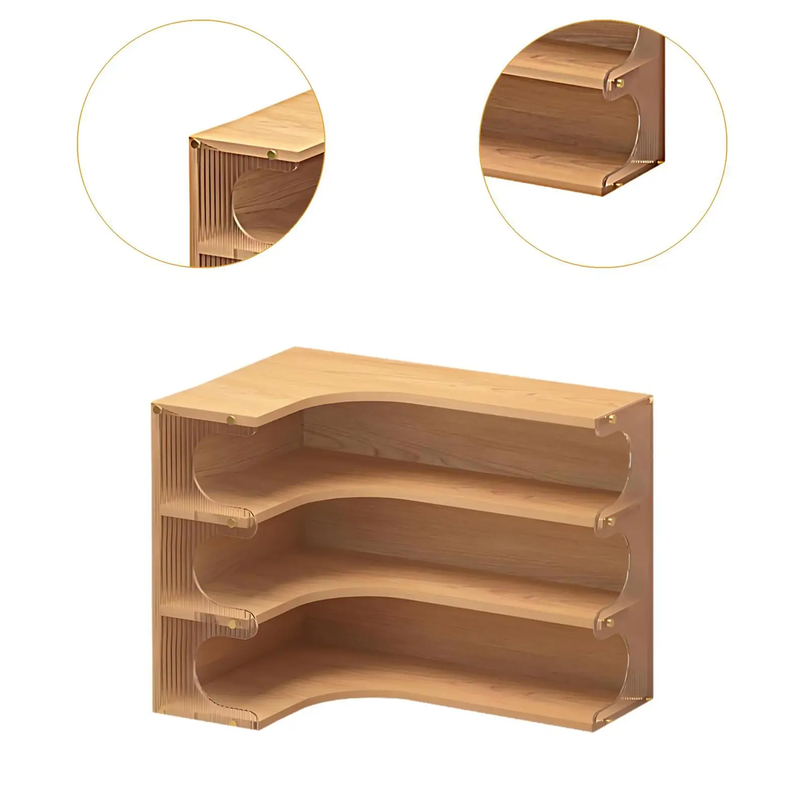 Estante organizador de esquina de escritorio, estante de almacenamiento de madera para apartamento, cocina, Hotel - imagen 5