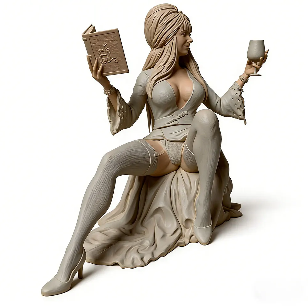 Figura decorativa mujer con gato y taza – Regalo amante de gatos