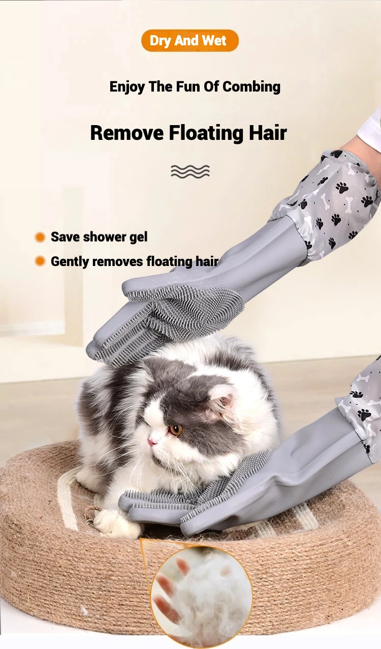Guante de silicona con nódulos masajeadores para bañar perros y gatos