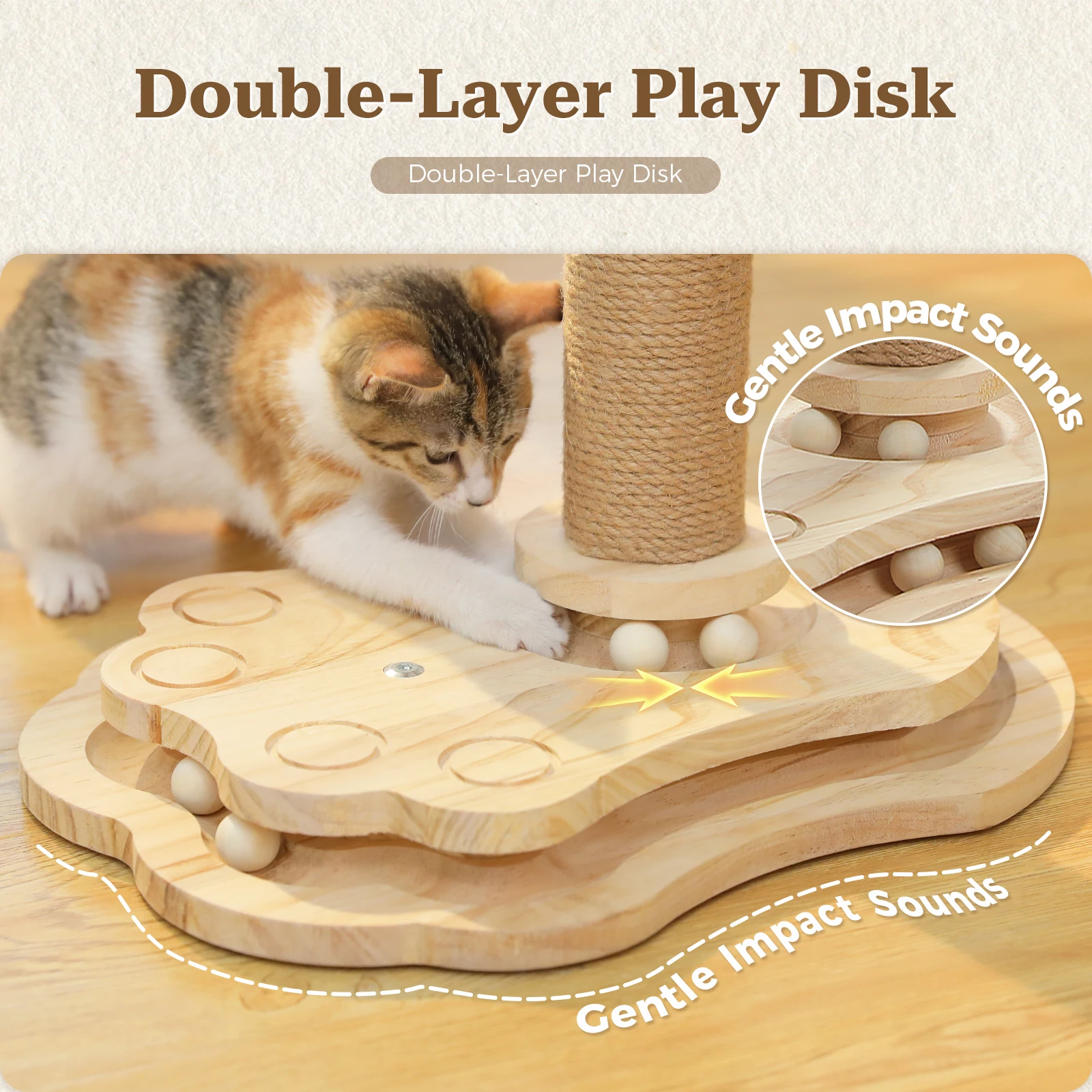 Tirador pequeño para gatos con pista de bola rodante, juguetes interactivos para gatos, árbol pequeño para gatos, rascador multifuncional para interiores - imagen 3