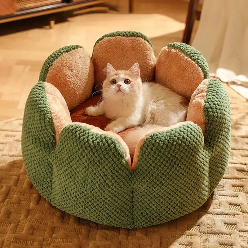 Casa redonda de lana Coral blando para gatos, cama para mascotas para perros pequeños y medianos, cesta para gatos, sofá para dormir para cachorros, ropa de cama cómoda para animales - imagen 3