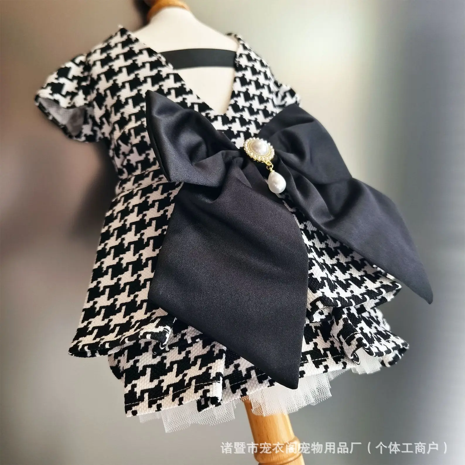 Vestido para perro con cárdigan de punto de pata de gallo y falda tutú, traje de cachorro de malla transpirable para ropa para perros pequeños Bichon - imagen 4