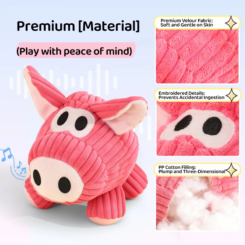 HOOPET Juguetes de peluche para perros chirriantes con sonido de papel craquelado, juguetes para masticar para cachorros suaves resistentes a masticar para aliviar el aburrimiento - imagen 4