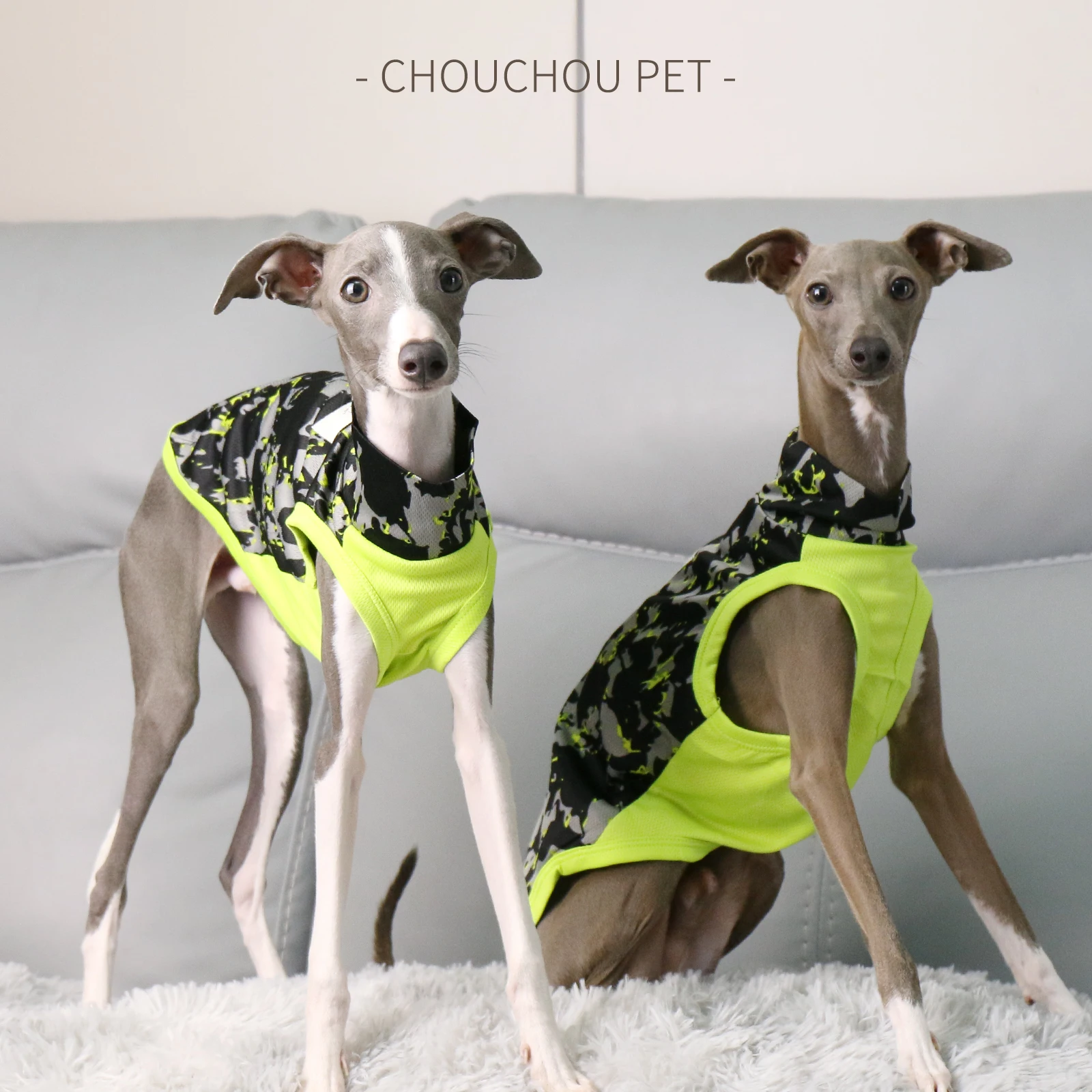 Chaleco de verano transpirable para mascotas, color de camuflaje a juego, protección solar ligera, ropa para perros, galgo italiano, Whippet, pequeño y mediano