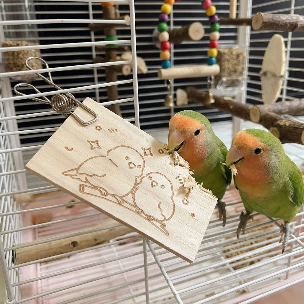 Juguetes de madera de balsa naturales y seguros para periquitos y aves - imagen 3