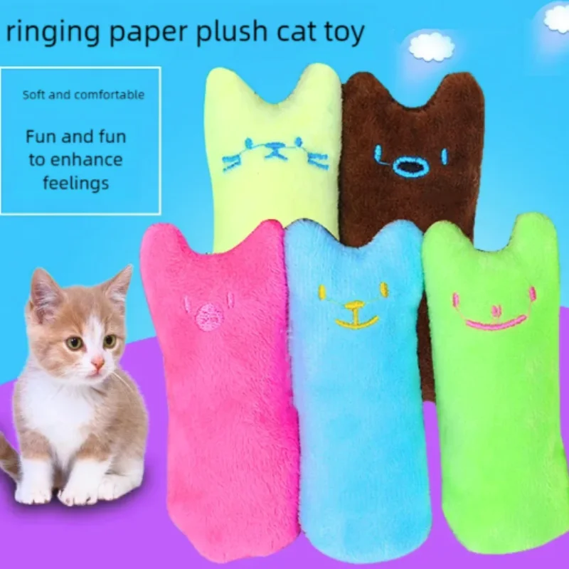 Juguete interactivo de hierba gatera de felpa para gatos, divertido juguete de dentición de menta para gato Vocal con garras, accesorio para morder el pulgar y gatito