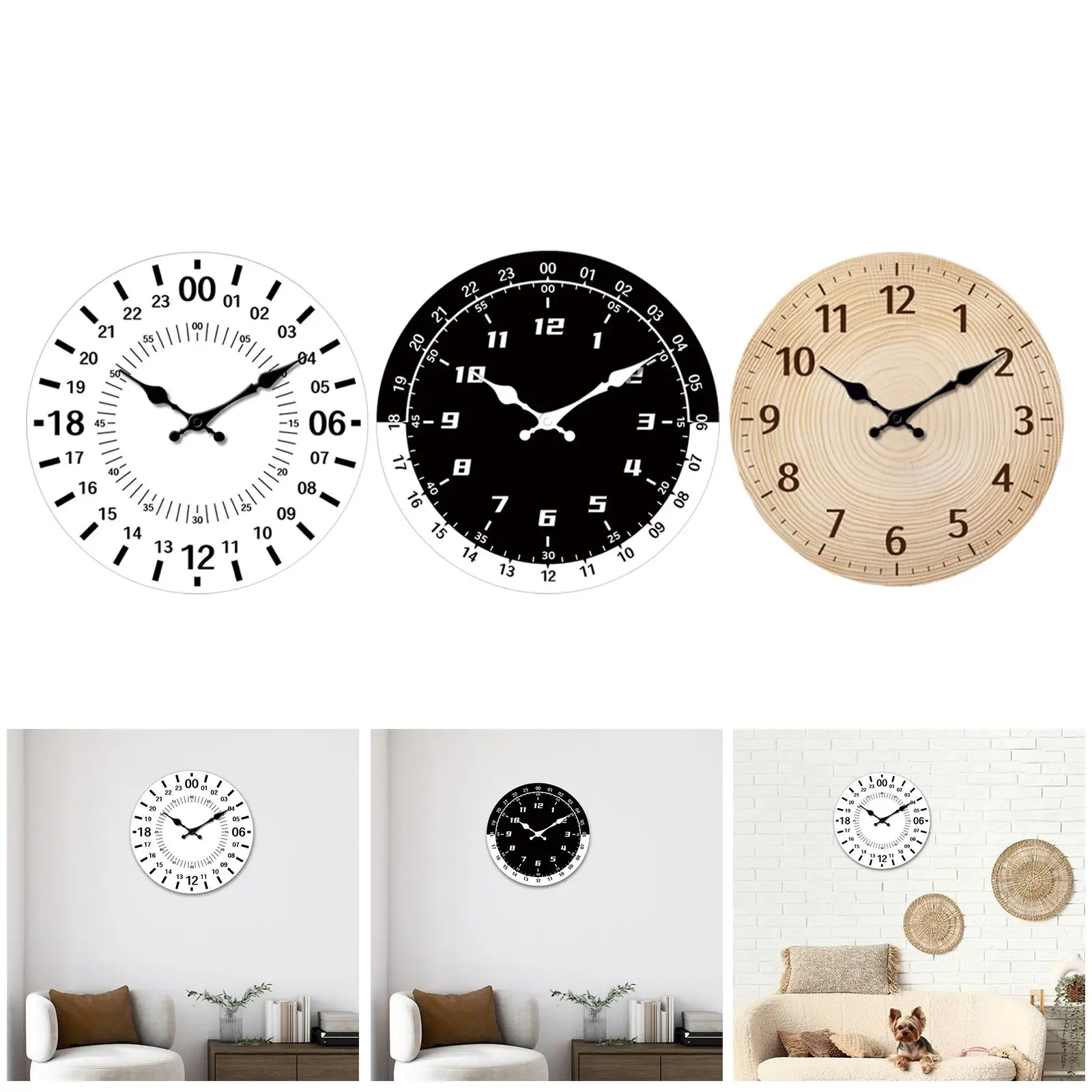 Reloj de pared elegante y silencioso para decoración del hogar, punteros de esfera para habitación de niños, arte de pared para entrada, cocina, sala de estar interior - imagen 4