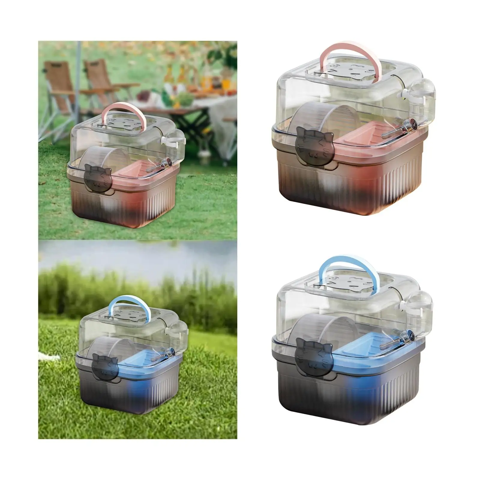 Hamster Cage Lightweight Villa Base with Water Bottle Hamster Carry Case for Outdoor Sports Holiday Vacation Traveling Hedgehog