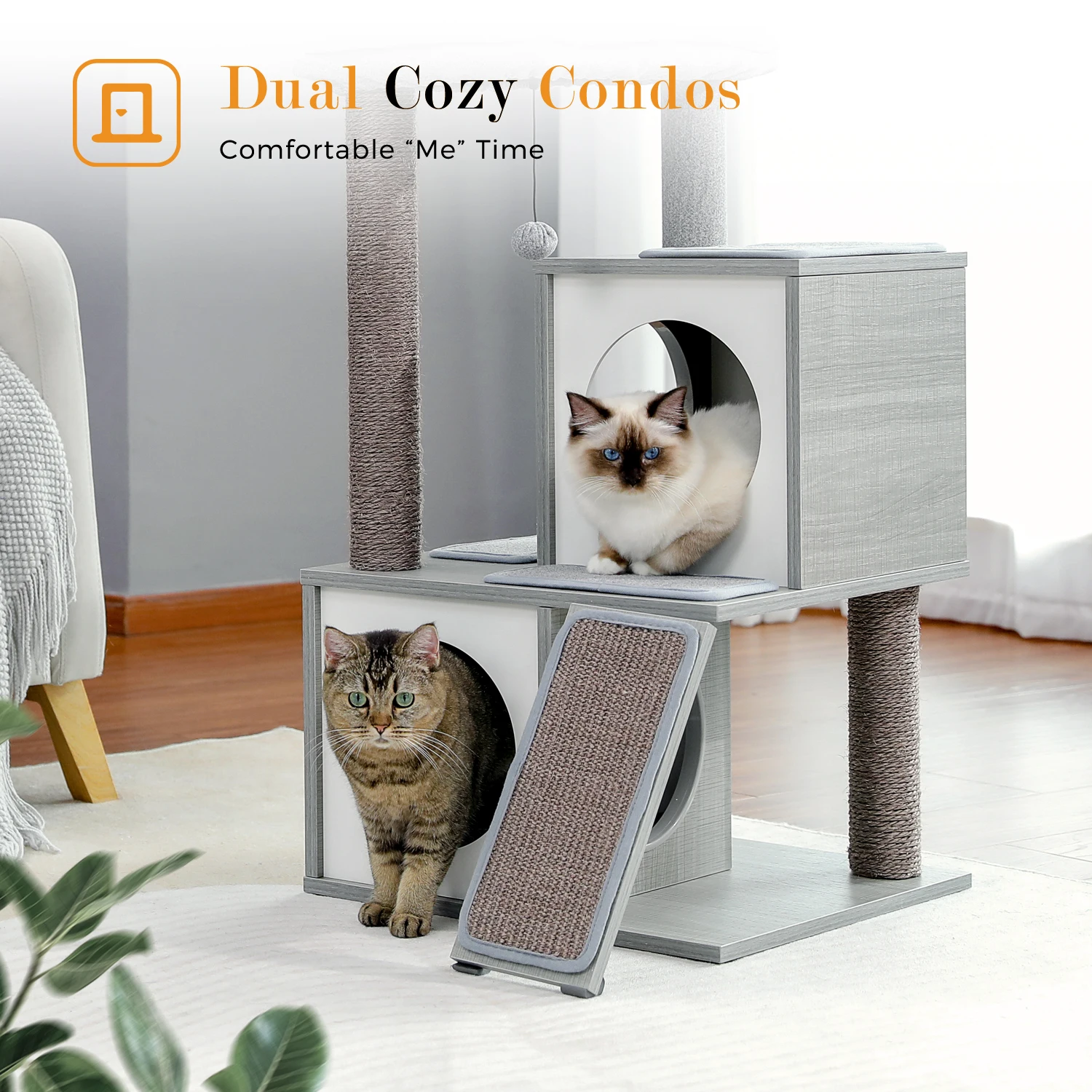 Árbol para gatos con rascadores sisal, condos y torre de madera - imagen 3