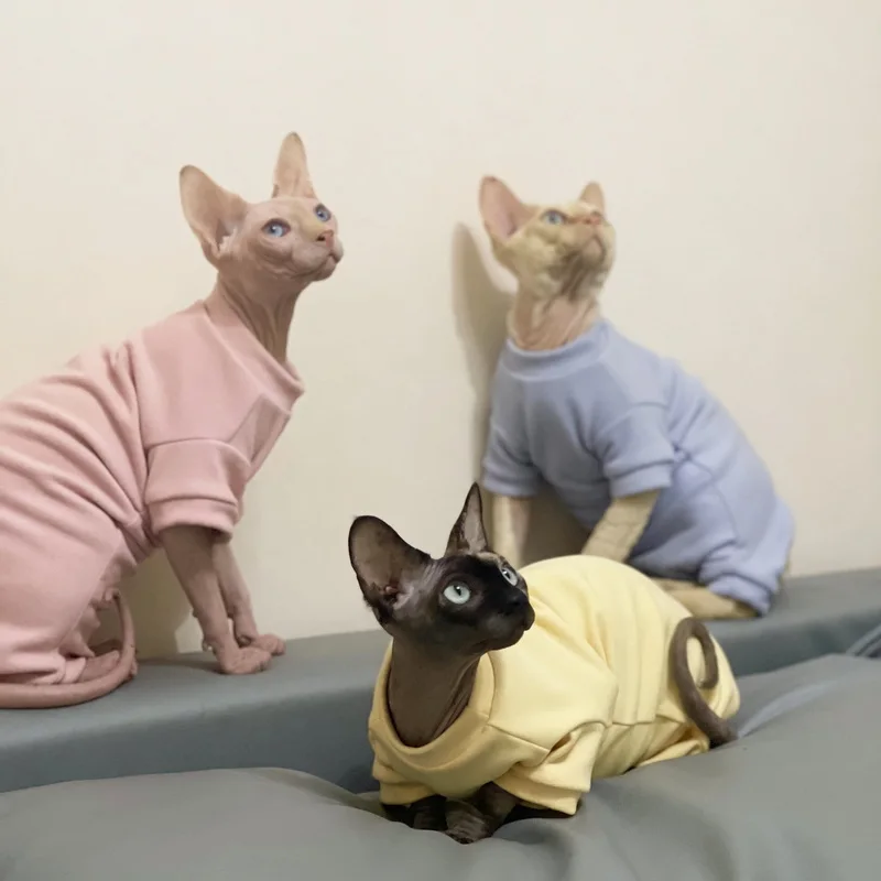 Sphynx-ropa de forro polar suave para gato, pijama cálido para mascota, mono con capucha, disfraces para esfinge - imagen 2