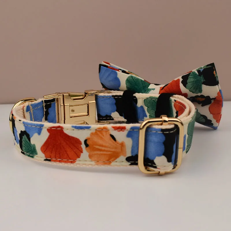 Collar con estampado de concha de Color para mascotas, perro Pitbull, Pastor Alemán, Cocker americano, Spaniel, Akitas, mediano y grande, grabado de nombre - imagen 4