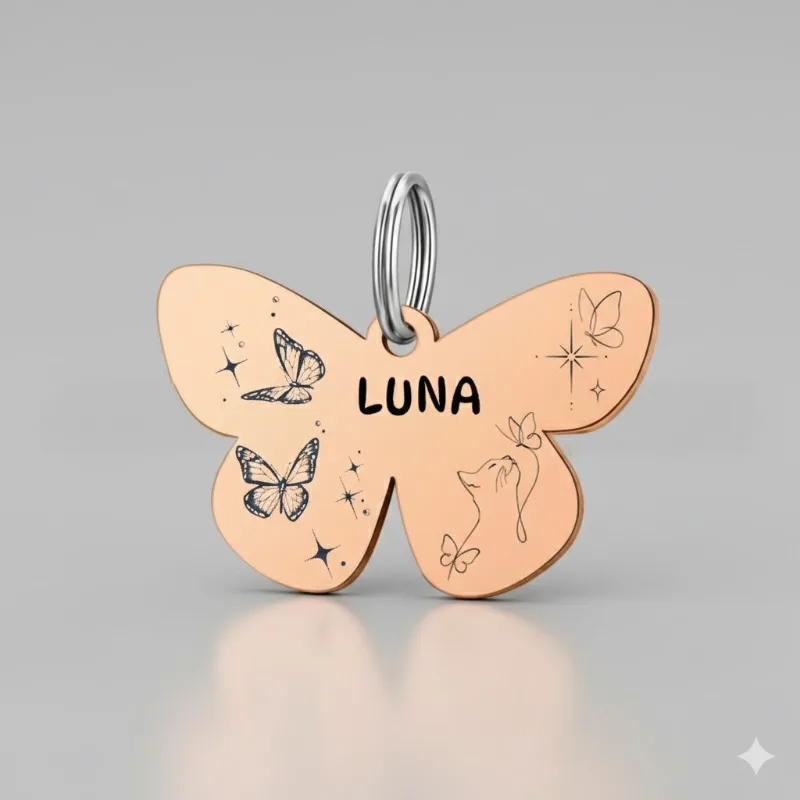Placa identificación personalizada mariposa para gatos y perros - imagen 3