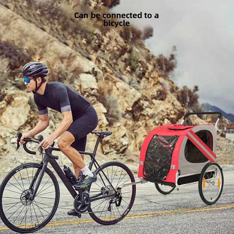Remolque de bicicleta para perros medianos y grandes, cochecitos para mascotas de gran espacio, conducción al aire libre, suministros para remolques de perros y gatos - imagen 2