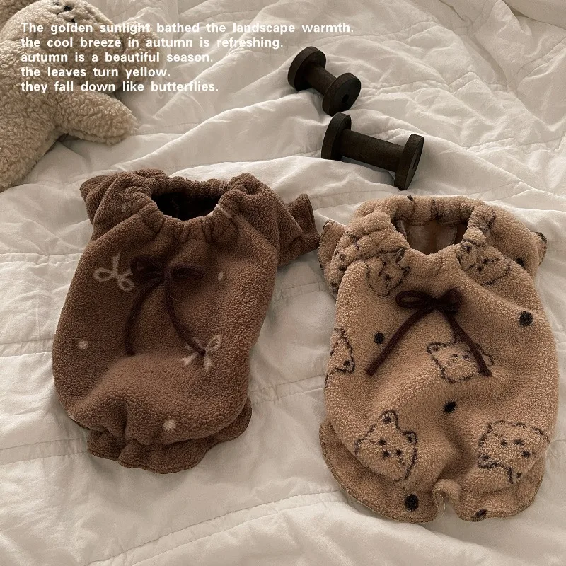 Chaleco de felpa cálido para invierno para mascotas, ropa de casa cálida de felpa de doble cara para gatos y otoño, ropa de dormir para perros pequeños, abrigo - imagen 4