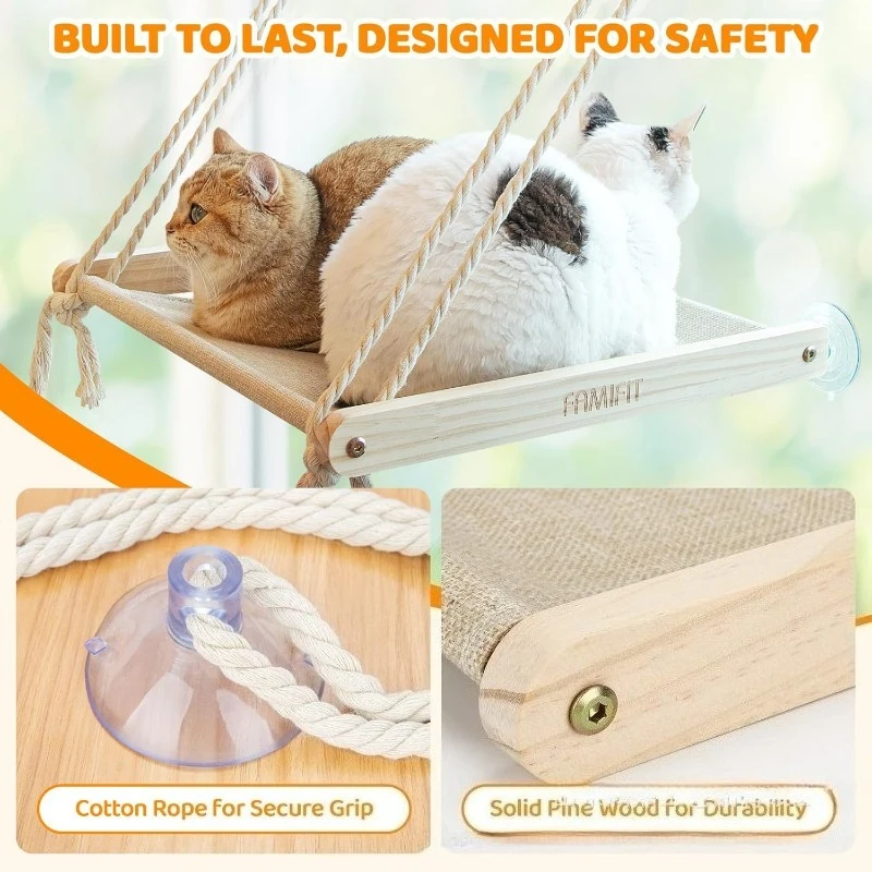 Hamaca de ventana con ventosas para gatos - cama colgante grande - imagen 4