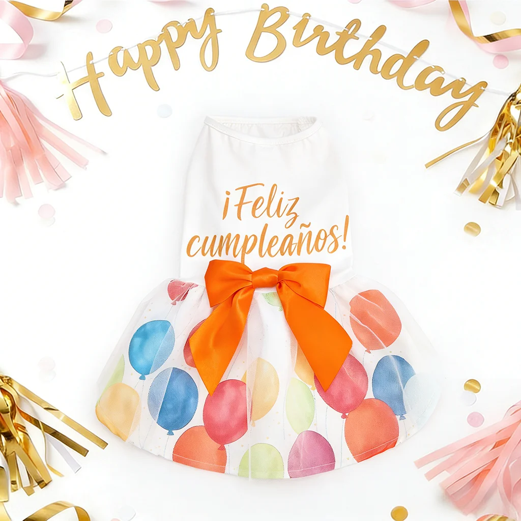 Vestido de cumpleaños con falda de globos para perro pequeño elegante y cómodo - imagen 2