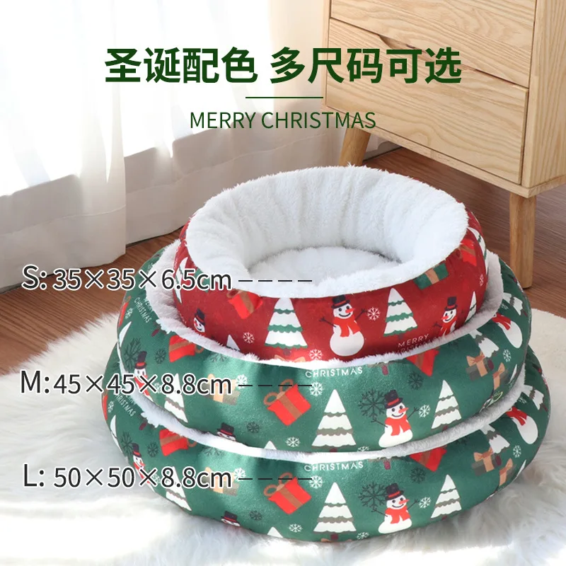 Perrera redonda navideña para perros y gatos, perrera cálida para mascotas, perrera cálida y gruesa, suministros para perros - imagen 3