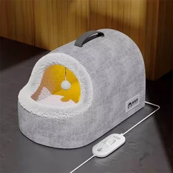 Cama calefactora para gatos, cama cálida para gatos de invierno, semicerrada, suave, portátil, antideslizante, resistente al desgaste, a prueba de viento, casa para mascotas interior