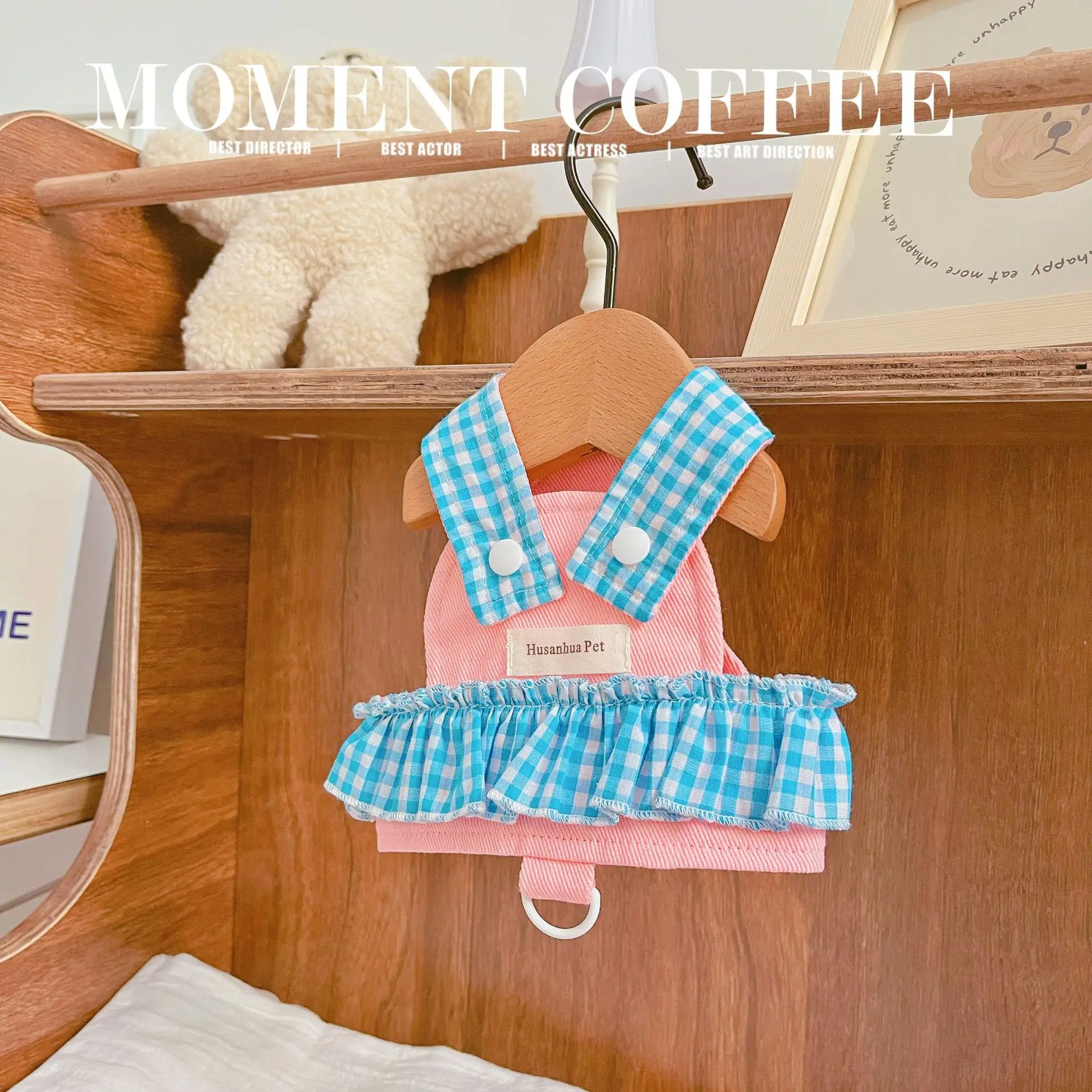 Correa para el pecho de Color con entramado para mascotas, bonito sombrero para el sol, ropa para perros y gatos, correa para el pecho, ropa de tracción, falda con correa para perros pequeños de peluche - imagen 3