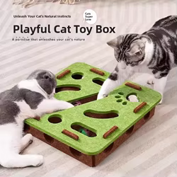 Juguete rompecabezas para gatos, caja de rompecabezas de fieltro, juguete para ejercicios de caza en interiores con pelota, suministros interactivos de entretenimiento deportivo para gatos de interior