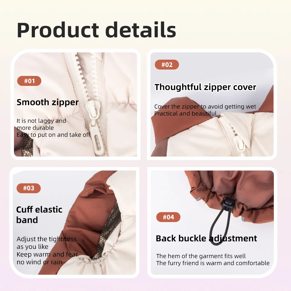 Chaqueta de invierno cálida a prueba de viento para perros con agujero de tracción abrigo reflectante para mascotas para perros pequeños ropa para cachorros Yorkshire Corgi - imagen 5