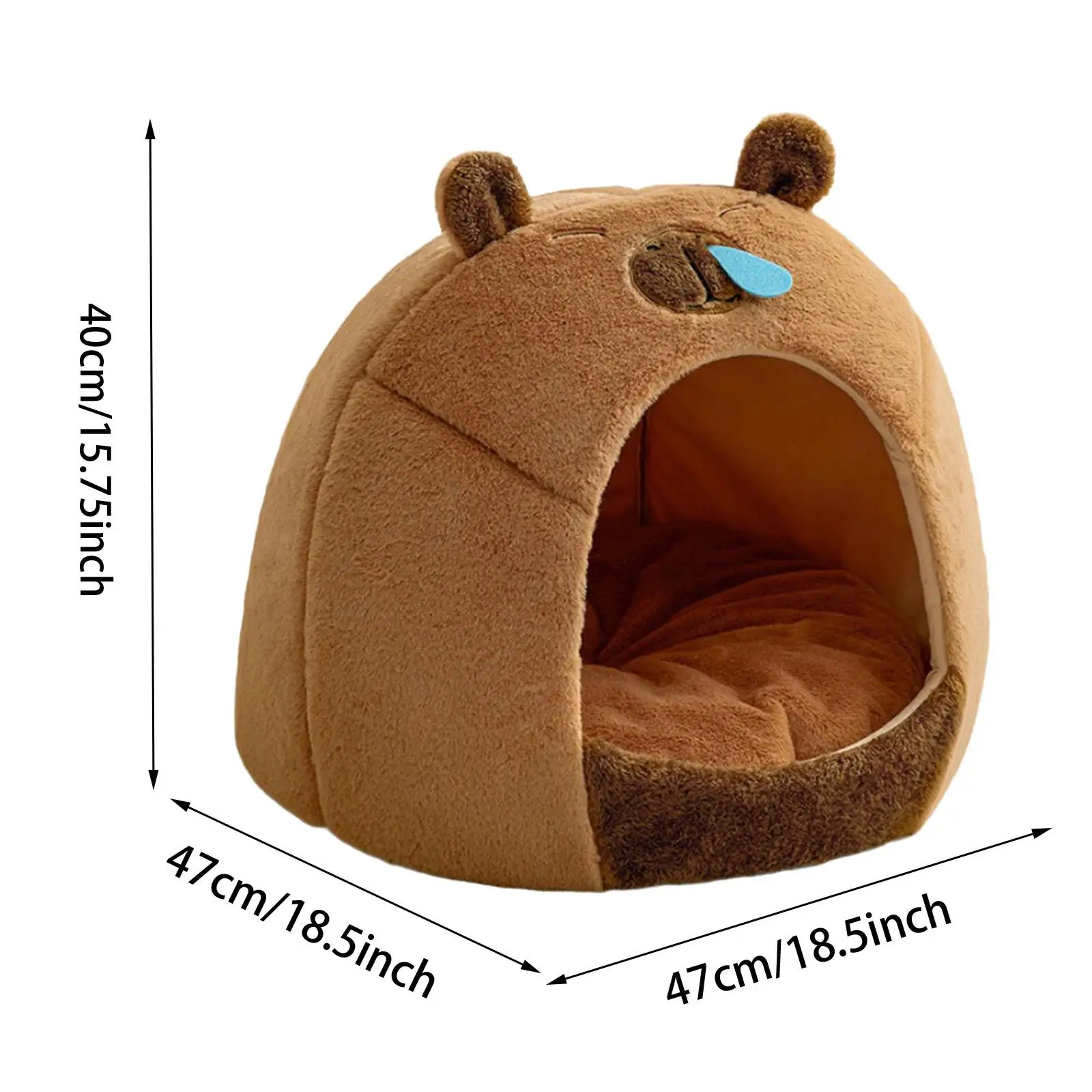 Semi Enclosed Pet Cat Nest Dog Cat Bed Kapibala Shape Self Warming Portable Kennel Pet Supplies Cute Puppy Cave House
