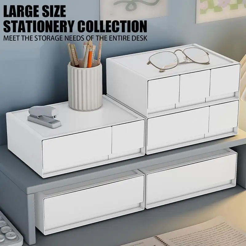 Organizador de cajones de escritorio apilable, organizador de cajones pequeños debajo del escritorio, hebilla de almacenamiento - imagen 4