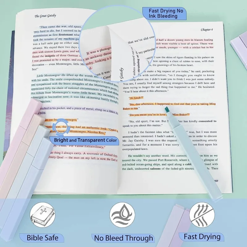 Resaltadores de 12 colores, bonitos bolígrafos Pastel, bolígrafos bíblicos sin sangrado con punta suave, rotuladores estéticos, papelería Kawaii para estudiantes - imagen 5