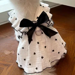 Vestido princesa dulce con lazo y corazón para perro Chihuahua algodón