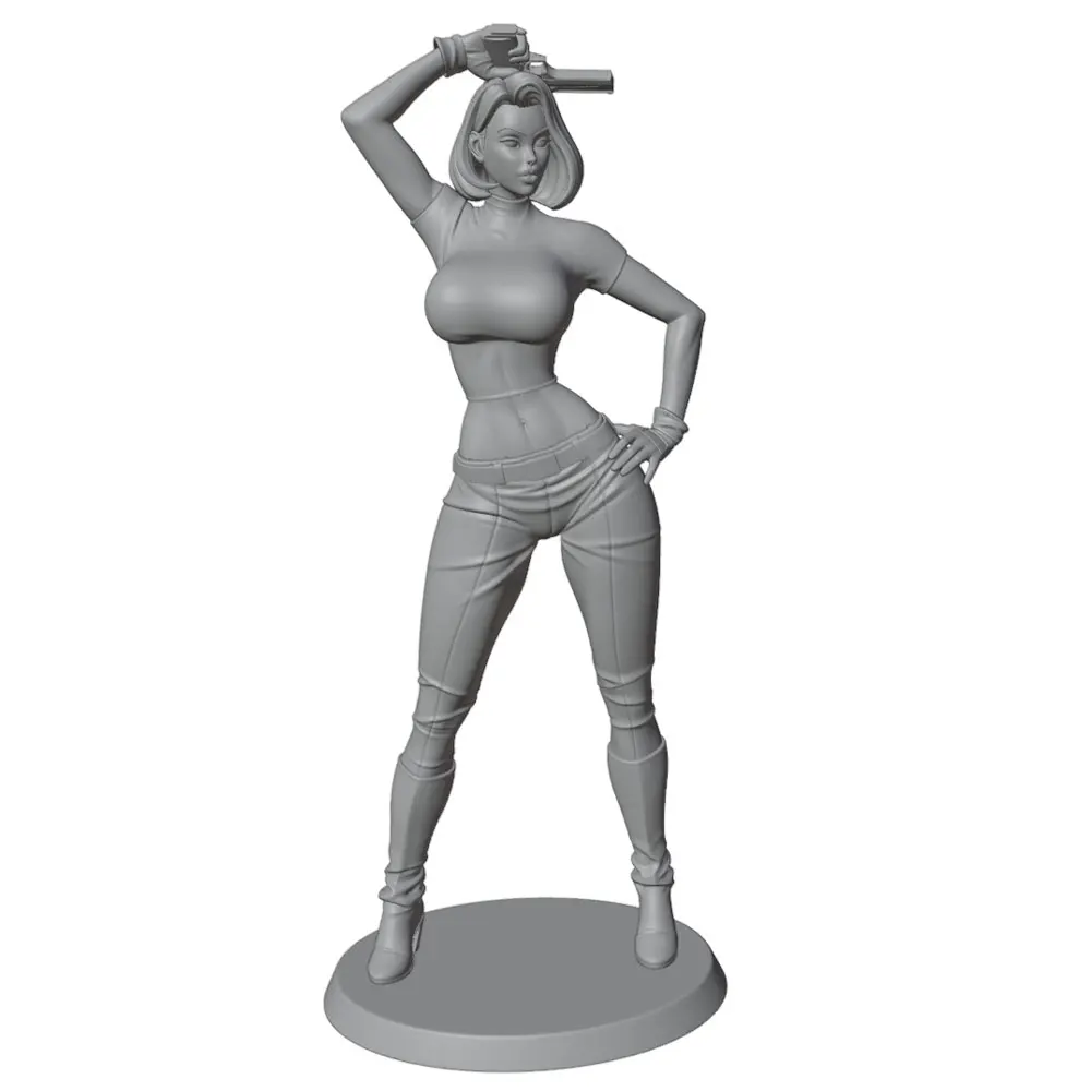 Figura de guerrero en resina gris decorativa – Lista para exponer