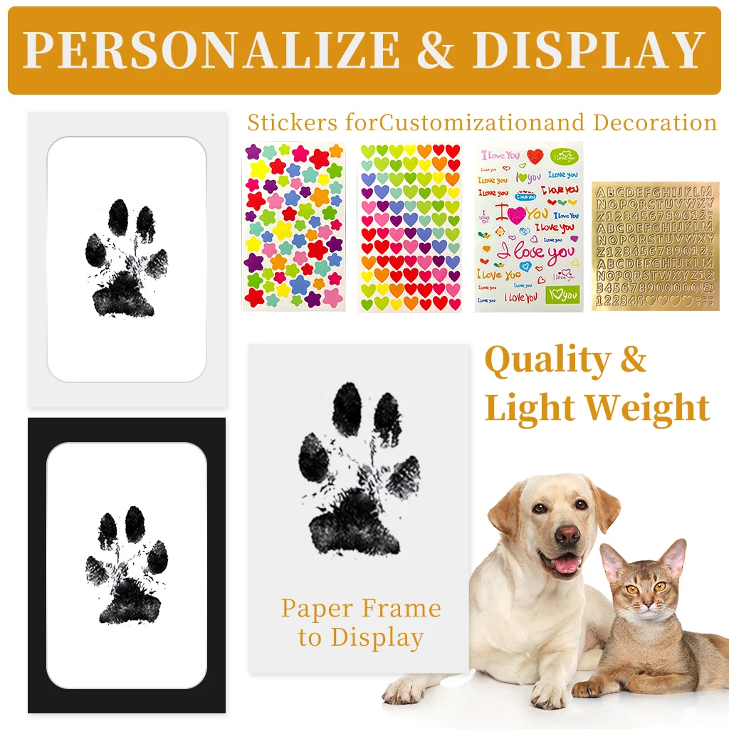 Kit de tinta con estampado de pata de perro y gato, almohadilla segura, no tóxica, huellas de bebé, ducha para recién nacido, huella de mano, fácil de bricolaje, tacto limpio, recuerdo sin tinta - imagen 4