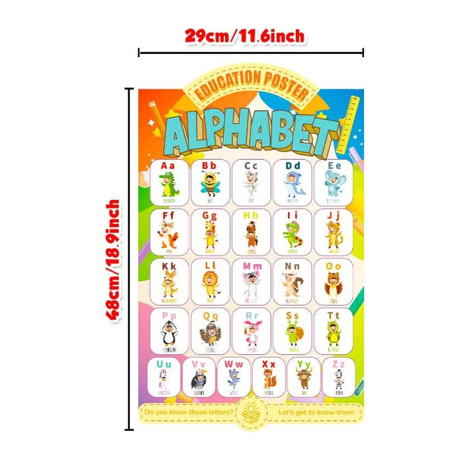 4 Pieces Scholars Educational Posters, Preschool Learning, Abc Alphabet Poster for Home, Nursery, Classroom, School