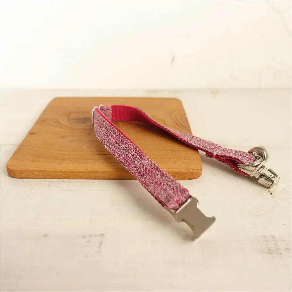 Collar de gato personalizado con grabado gratuito, correa para mascotas a juego, hebilla de Metal de contactos personalizados, Collar para mascotas de fibra de traje rosa - imagen 3