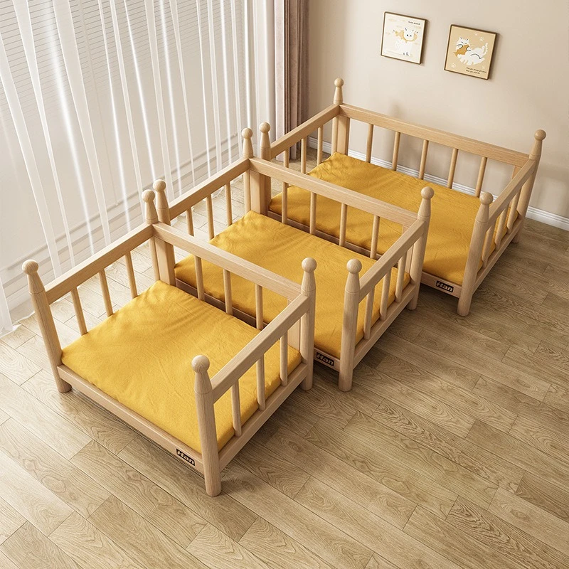 Cama de madera para perros, cabecera de cama moderna y duradera para perros, camas de seguridad para todas las estaciones, colchón extraíble, nido de gato elegante a prueba de humedad - imagen 4