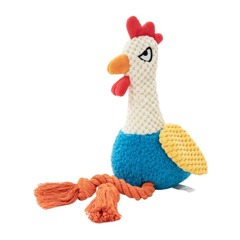 Pequeño pollo crudo de peluche, cuerda, juguetes para perros, gallo, chirrido, juguete duradero, cocinero, masticar, juguete con sonido indestructible para perros, suministros para cachorros para mascotas - imagen 5