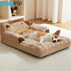 Cama suave de felpa para perros, sofá, estera para dormir cálida para mascotas, para perros pequeños y medianos, cama extraíble para cachorros, cama para dormir acogedora de lujo para gatos