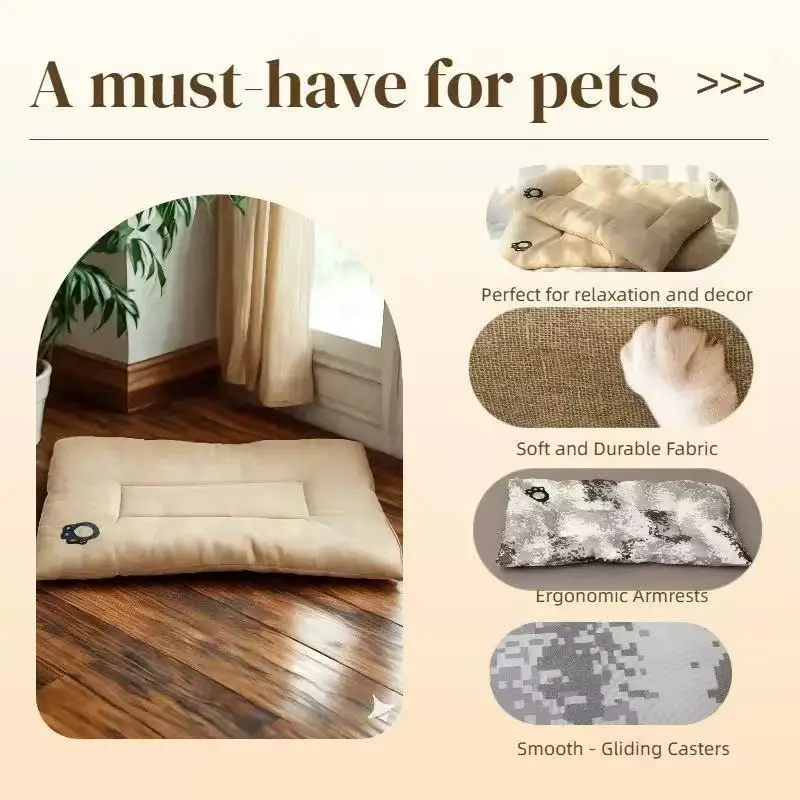 Camas para perros y mascotas, sofá cama Extra grande para perros, cama para gatos, estera de lino y algodón para las cuatro estaciones, cojín para mascotas resistente al desgaste y a los arañazos, estera para gatos - imagen 4