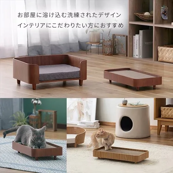 Casa para gatos con rascador vertical de madera - imagen 4