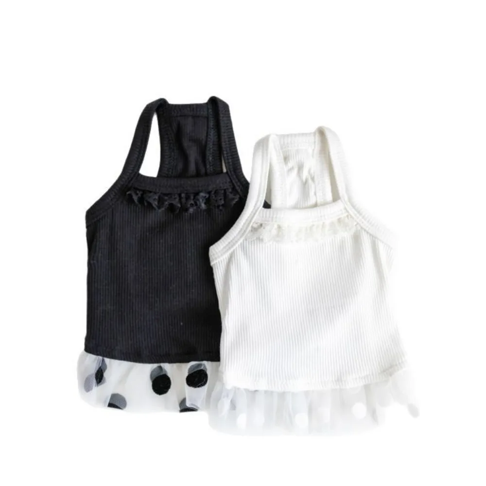 Falda esponjosa de malla de primavera para mascotas, camisola cómoda y fresca de lunares, chaleco para mascotas, ropa para perros y gatos, perros pequeños - imagen 5