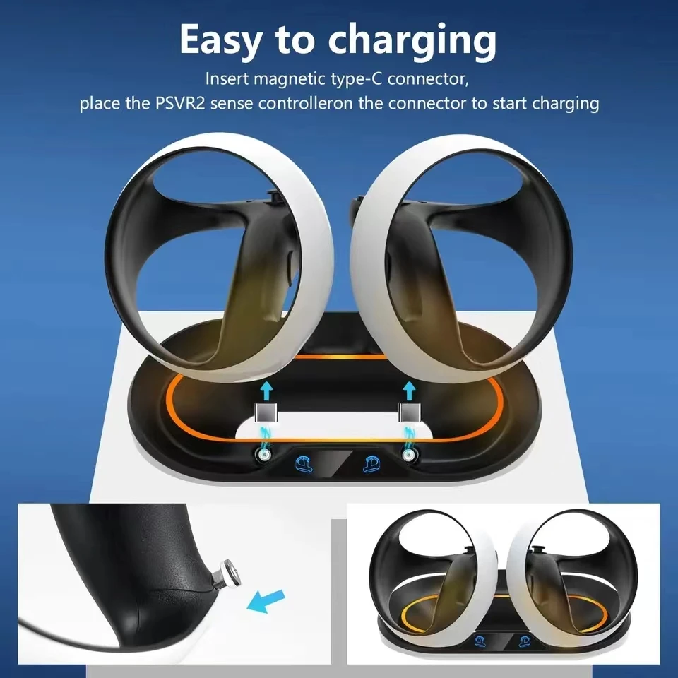 Base de carga para PS5 VR2 con soporte de controlador de luz RGB, estación de carga, accesorios para PS5 VR2 - imagen 2