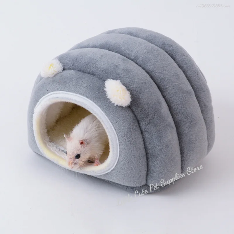 Cama cálida para hámster, cueva para mascotas, jaula para conejillo de indias, casa acogedora, escondite para Mini erizo, conejo barbudo, accesorios para hámster de invierno - imagen 3