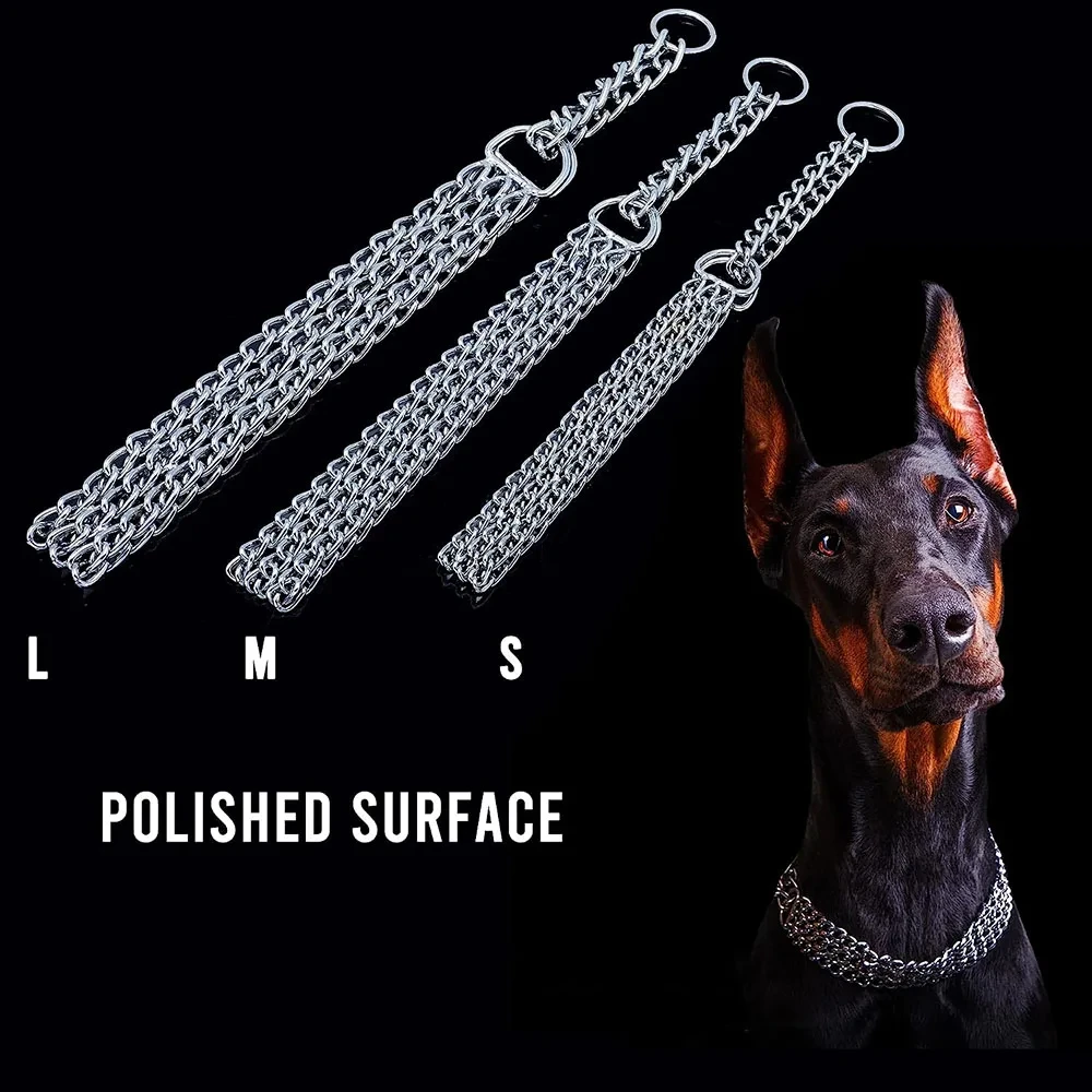 Strong Dog Chain Collar Chew Proof Triple Row Chain Adjustable Walking Collar Metal Cuban Link Dog Collar - imagen 5