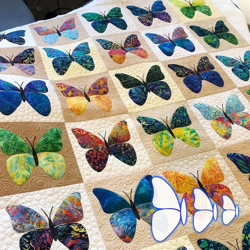 Juego de plantillas de patchwork de costura de mariposas, patrón de costura y corte de animales reutilizables - imagen 2