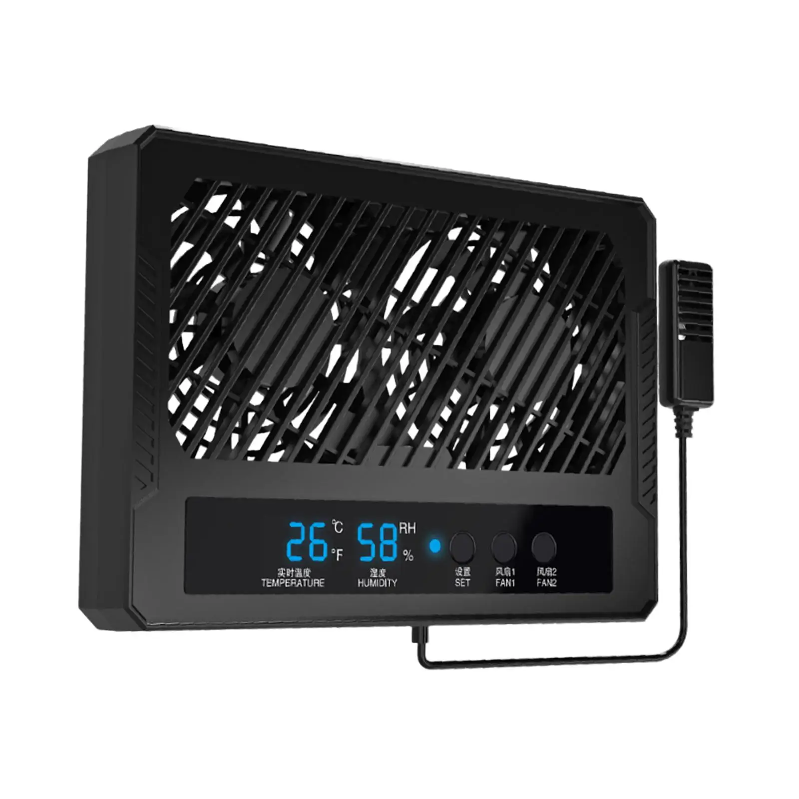 Ventilation Fan for Reptile Enclosure Digital Humidity Controller Double Fan