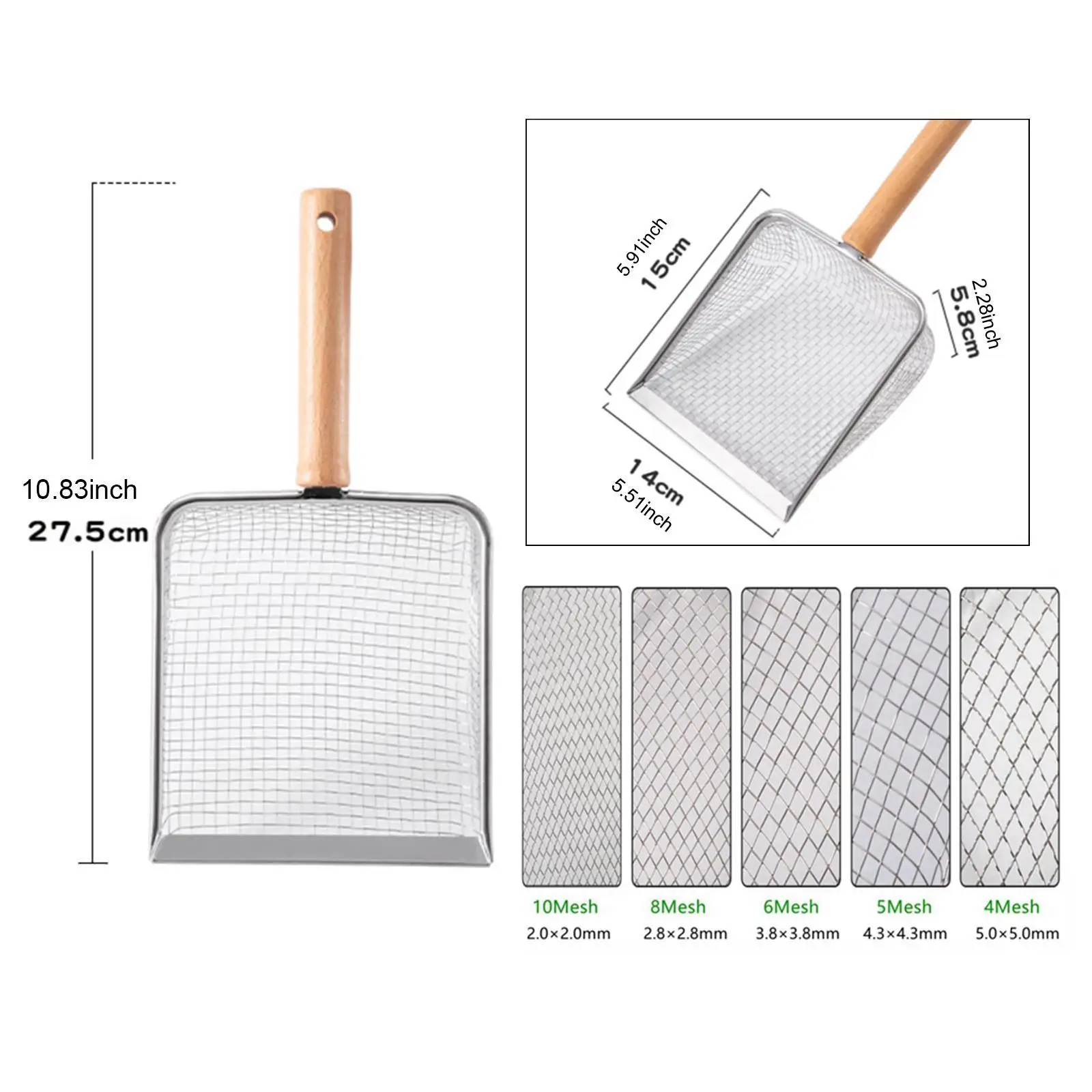 Cat Litter Scooper Kitten Waste Sifting Heavy Duty Cat Sand Toilet Litter Pan Scooper with Handle for Tortoises Small Animals