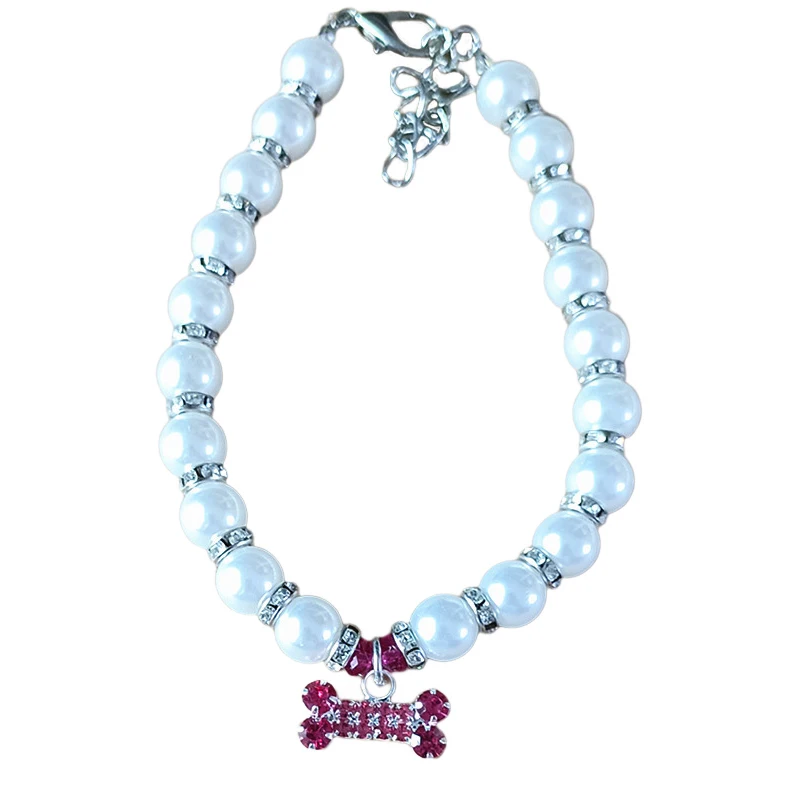 Collar de perlas de lujo para perros pequeños y niñas, Collar ostentoso con diamantes de imitación para cachorros, joyería de cristal, disfraz de gato, accesorios para mascotas - imagen 3