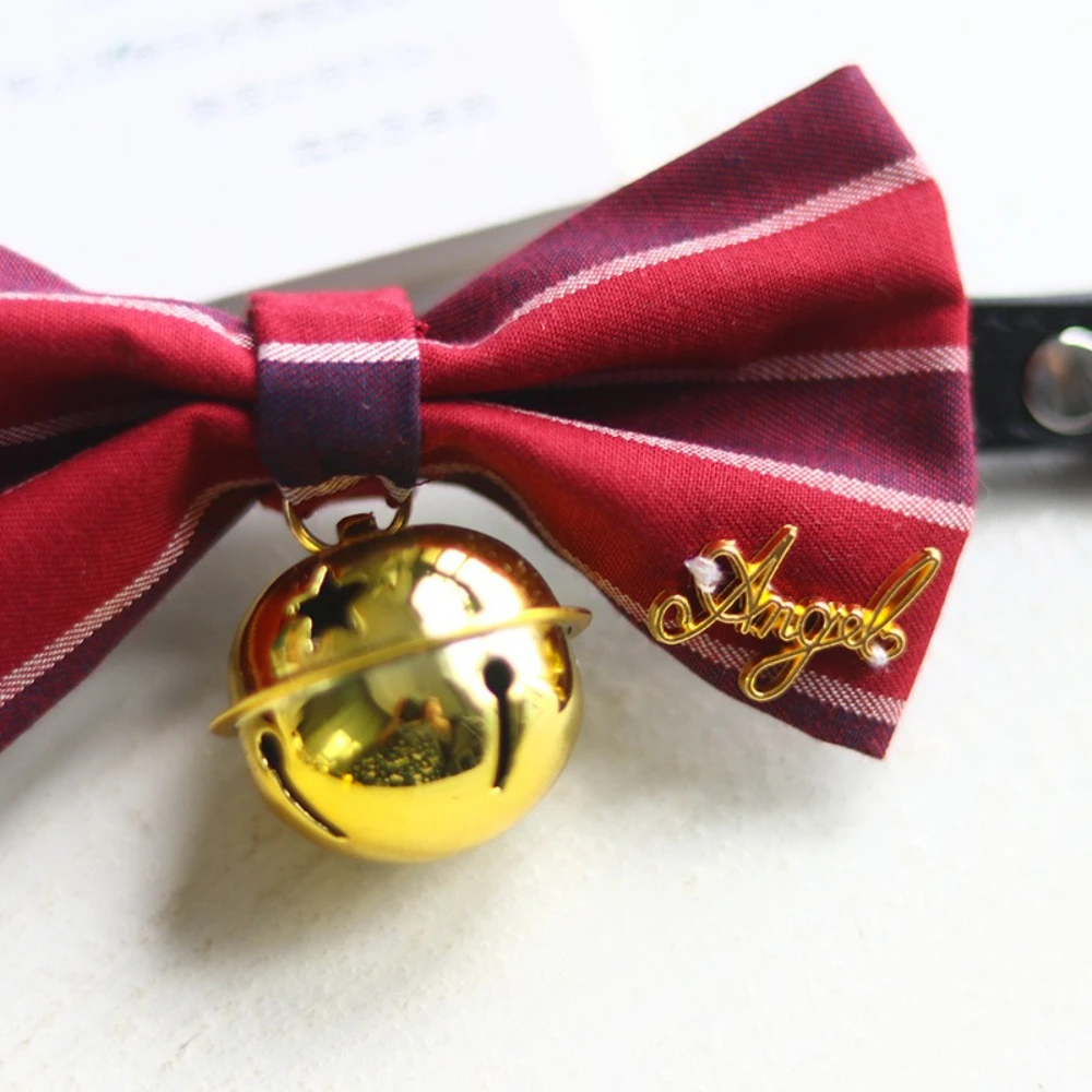 Collar con campana para gatos y perros mini, lazo fresa - imagen 4