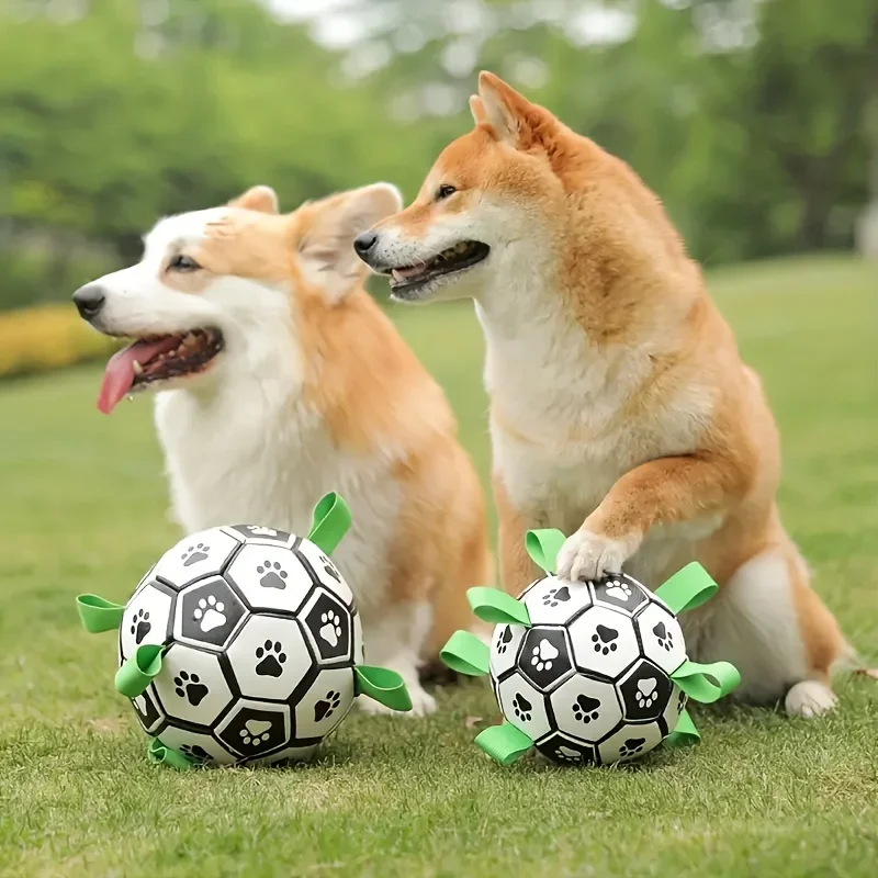 Balón de fútbol interactivo para perros, juguete resistente a mordeduras y dientes, pelota para masticar para perros, juguete para entrenar y jugar para todas las razas - imagen 5